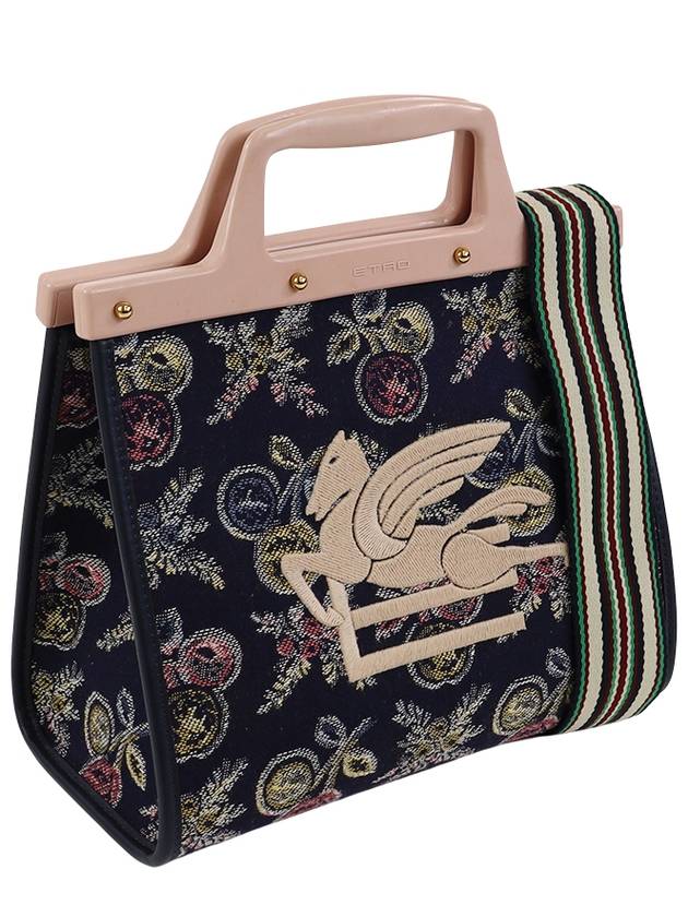 Embroided Logo Jacquard Tote Bag Navy - ETRO - BALAAN 4