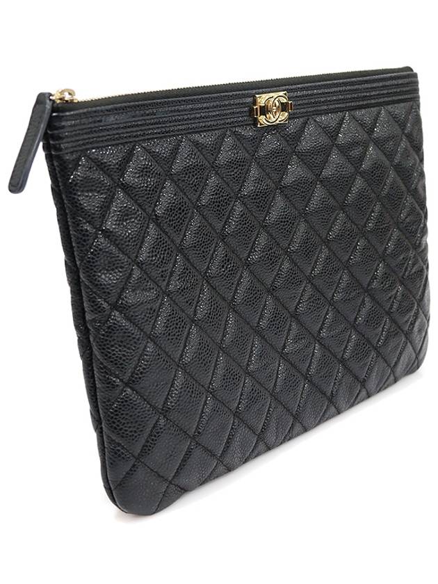 A84406 Black Grained Calfskin Gold Metal Boy New Medium Clutch 29th - CHANEL - BALAAN 3