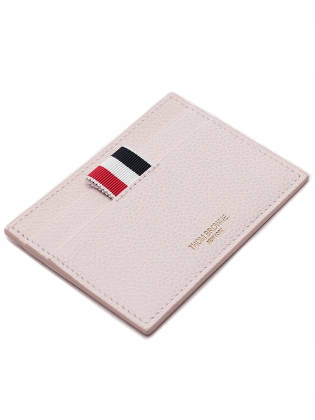 Stripe Note Compartment Pebble Grain Leather Card Wallet Pink - THOM BROWNE - BALAAN 6