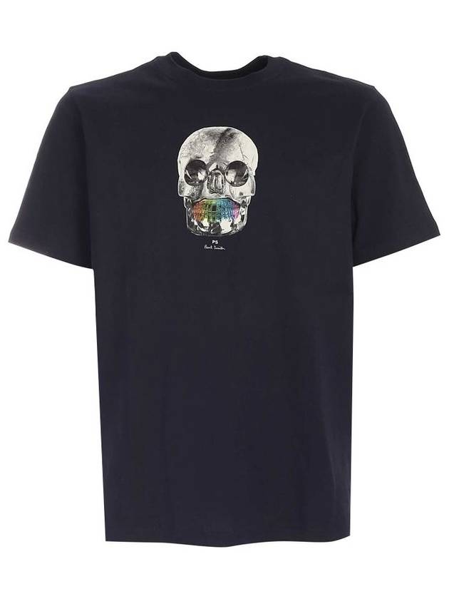 Rainbow Skull Printing Slim Fit Short Sleeve T-Shirt Black - PAUL SMITH - BALAAN 1