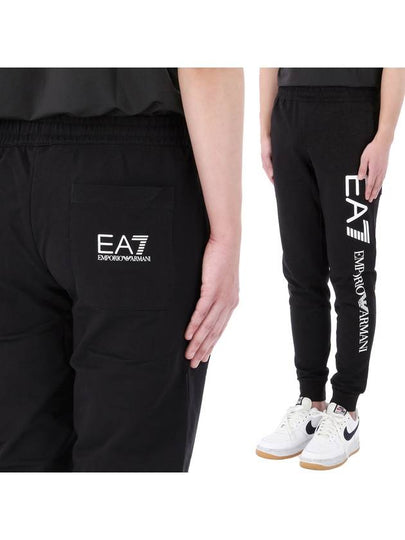 EA7 Logo Cotton Track Pants Black - EMPORIO ARMANI - BALAAN 2