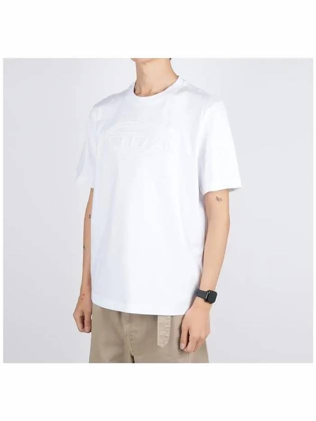 Embossed Oval D Short Sleeve T-Shirt White - DIESEL - BALAAN 3