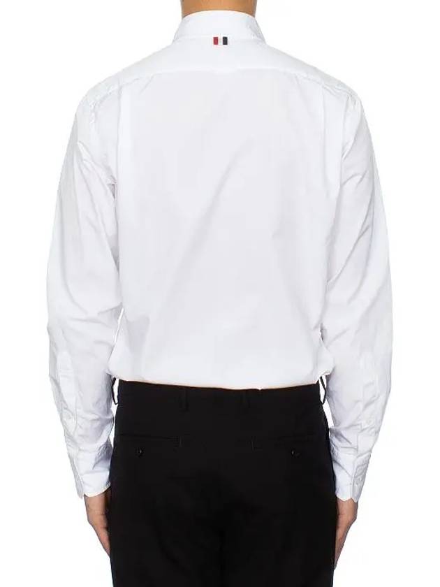 Men's Grosgrain Placket Solid Poplin Long Sleeve Shirt White - THOM BROWNE - BALAAN 9