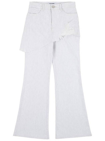 Herringbone damage cutting skirt wide pants white - PEOPLE OF THE WORLD - BALAAN 1