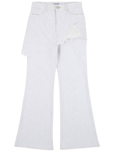 Herringbone Damage Cutting Skirt Wide Pants White - PEOPLE OF THE WORLD - BALAAN 1