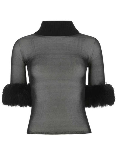 Sheer Fur Short Sleeve T-Shirt - SAINT LAURENT - BALAAN 2