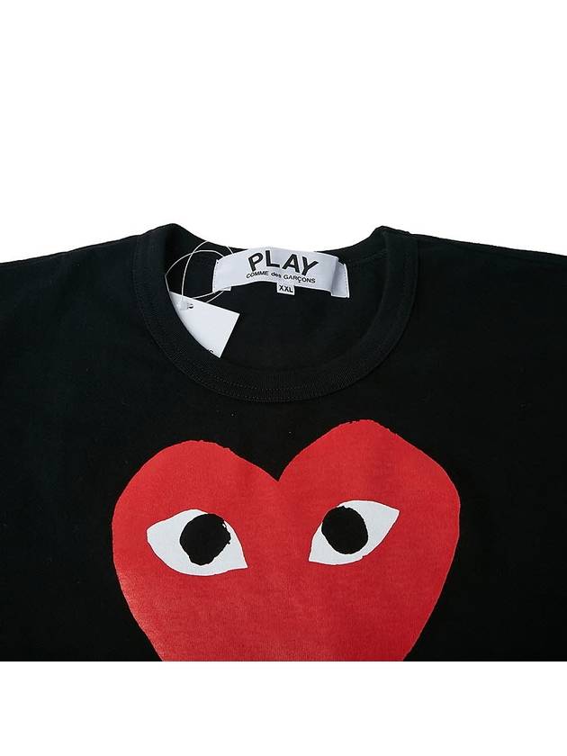 Red Big Heart Print Short Sleeve T-Shirt Black - COMME DES GARCONS - BALAAN 4