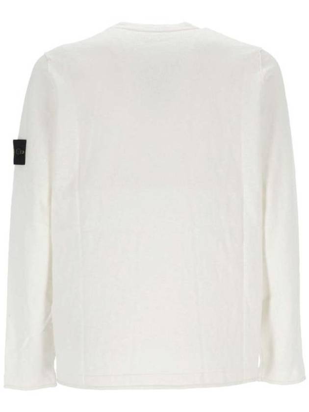 Compass Badge Ribbed Cotton Knit Top White - STONE ISLAND - BALAAN 3