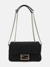 Baguette FF Fabric Chain Mini Bag Black - FENDI - BALAAN 3