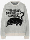 Soft cat jacquard round knit white - BLONDNINE - BALAAN 7