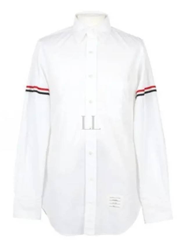 Men's Poplin Grosgrain Armband Classic Long Sleeve Shirt White - THOM BROWNE - BALAAN 2