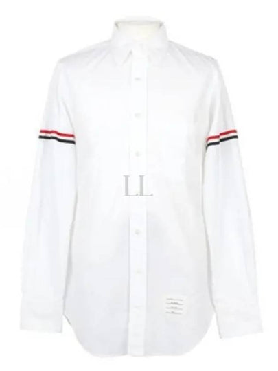 Men's Poplin Grosgrain Armband Classic Long Sleeve Shirt White - THOM BROWNE - BALAAN 2