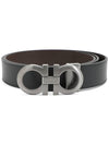 Gancini Reversible Adjustable Leather Belt Black Dark Brown - SALVATORE FERRAGAMO - BALAAN 2