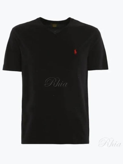 Men's Red Pony V-neck Short Sleeve T-Shirt Black - POLO RALPH LAUREN - BALAAN 2