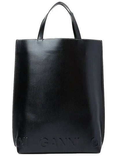 Banner Logo Embossed Tote Bag Black - GANNI - BALAAN 2