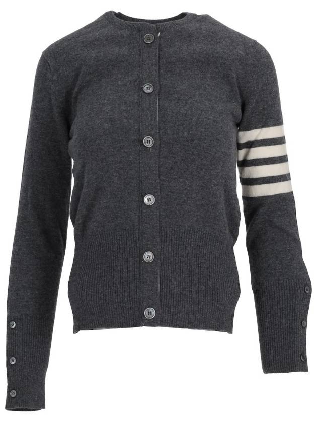 Cashmere Crew Neck Cardigan Dark Grey - THOM BROWNE - BALAAN 2