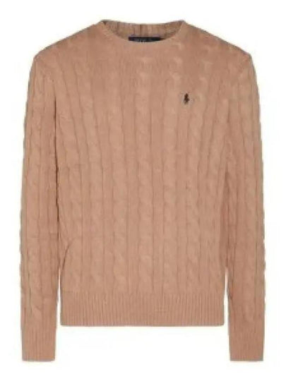 Embroidery Logo Cable Knit Top Brown - POLO RALPH LAUREN - BALAAN 2