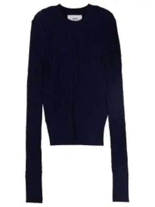 Cable Knit Top Navy - AMI - BALAAN 2