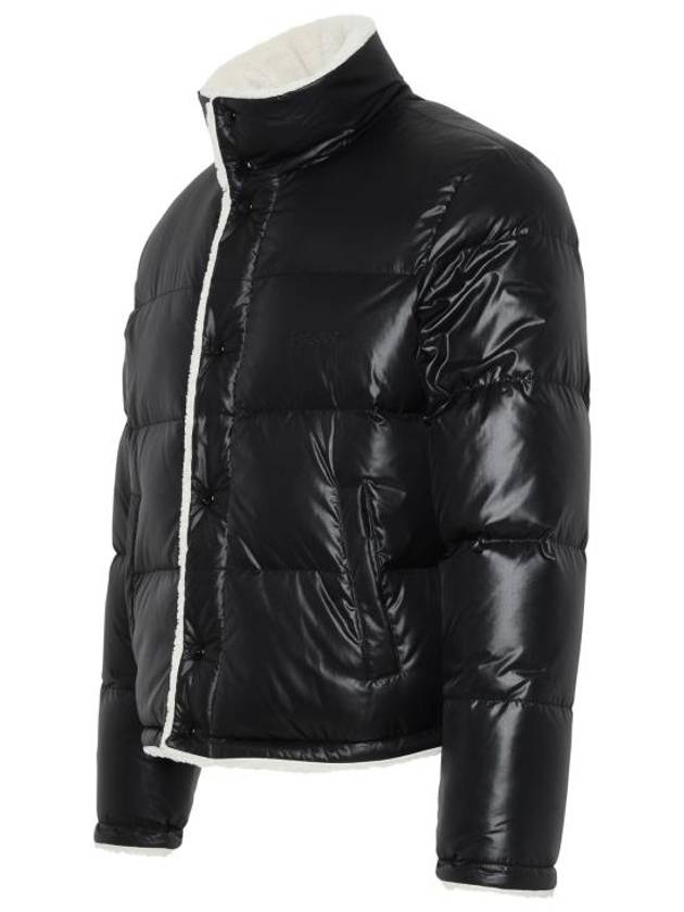 Shearling Lining Nylon Down Puffer Jacket Black - SAINT LAURENT - BALAAN 3