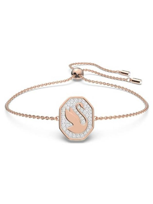 Swan Octagon Emblem Bracelet Rose Gold - SWAROVSKI - BALAAN 1