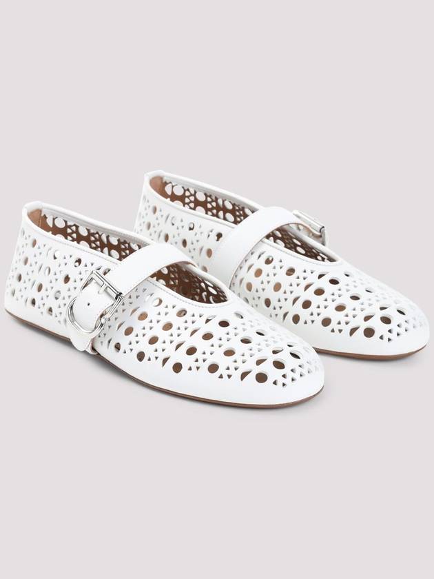 Buckle Laser Cut Leather Mary Jane Flat Whire - ALAIA - BALAAN 4