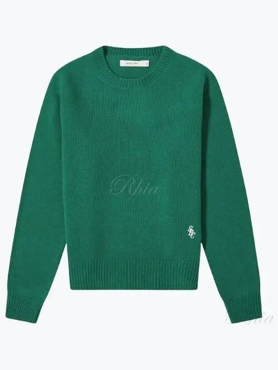 Embroidered Logo Crew Neck Wool Knit Top Green - SPORTY & RICH - BALAAN 2