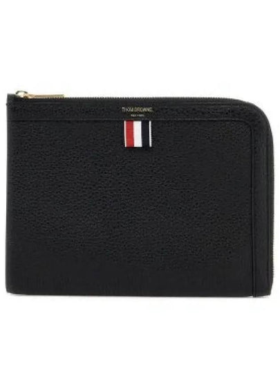 Mini Pebble Leather Gusset Clutch Bag Black - THOM BROWNE - BALAAN 2