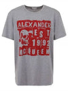 Skull Printed Crewneck Short Sleeve T-Shirt Grey - ALEXANDER MCQUEEN - BALAAN 2