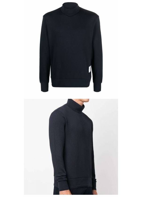 Thermal Rib Ottoman Stripe Turtleneck Navy - THOM BROWNE - BALAAN 5