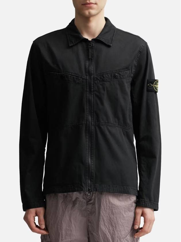 Wappen Patch Overshirt Zip Up Jacket Black - STONE ISLAND - BALAAN 3