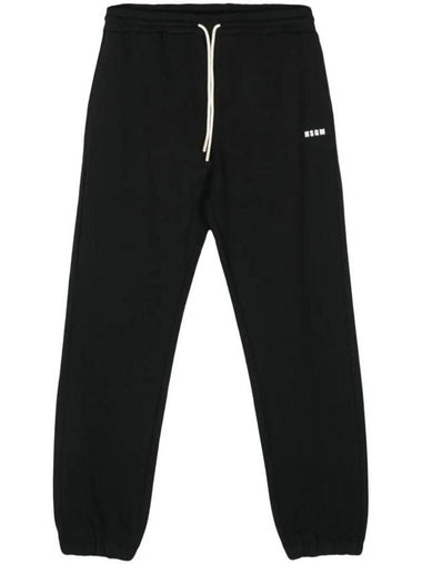 Logo Print Cotton Track Pants Black - MSGM - BALAAN 1