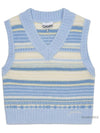 Striped Soft Wool Gilet Vest Light Blue - GANNI - BALAAN 9