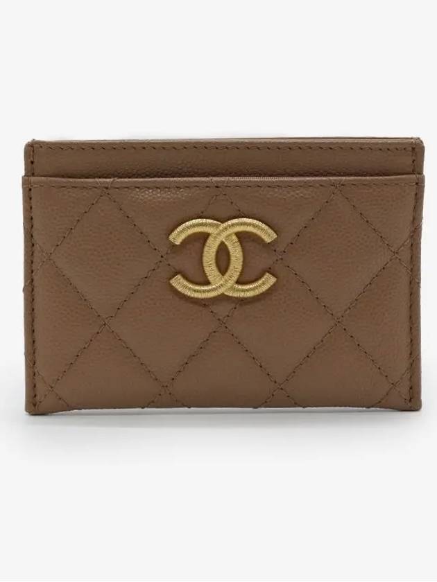 CC logo card wallet shiny caviar gold dark beige AP3524 - CHANEL - BALAAN 2