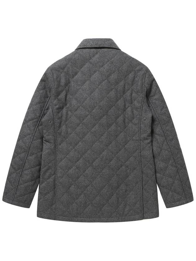 Wool Quilted Blazer Jacket Grey - SOLEW - BALAAN 3