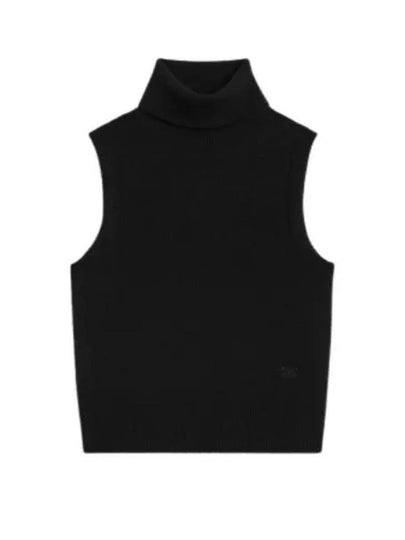 Triomphe Embroidered Turtleneck Scottish Cashmere Sleeveless Black - CELINE - BALAAN 2