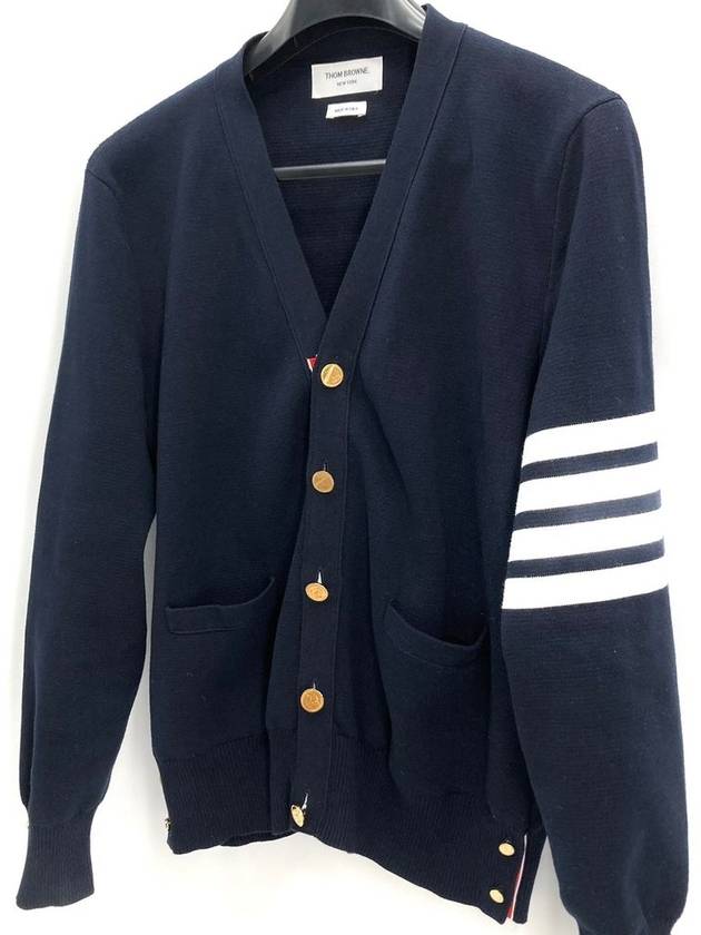 4 bar Milanese stitch gold cardigan - THOM BROWNE - BALAAN 4