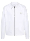 Triangle Logo Bull Denim Zip Up Jacket White - PRADA - BALAAN 2