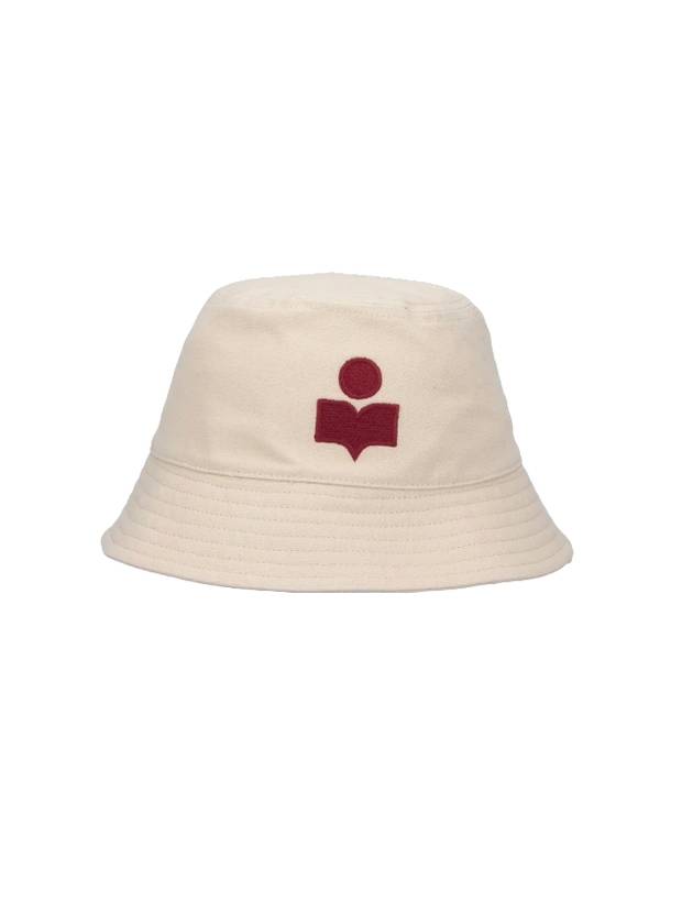 Haley Embroidered Logo Bucket Hat Ecru Red - ISABEL MARANT - BALAAN 1