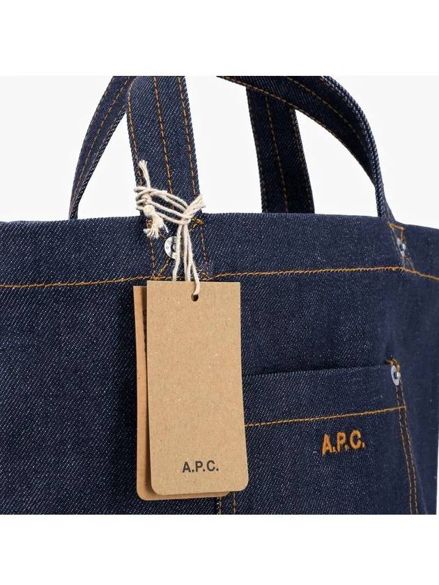 Thais Embroidered Logo Denim Small Tote Bag Indigo - A.P.C. - BALAAN 5