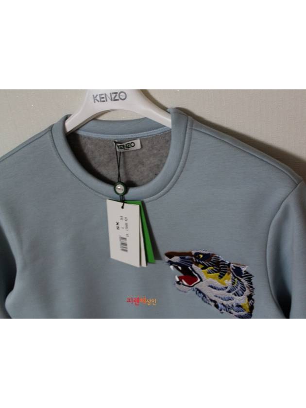 L size sky blue mini tiger embroidery brushed lining neoprene sweatshirt - KENZO - BALAAN 4