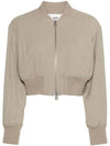 Crop Zipper Bomber Jacket Light Taupe - AMI - BALAAN 2