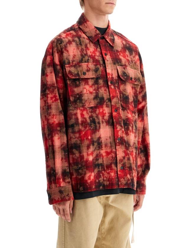 "flannel shirt with curved logo - PALM ANGELS - BALAAN 2