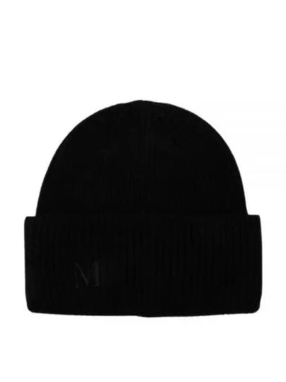 Retina Logo Embroidered Cashmere Beanie Black - MAX MARA - BALAAN 2