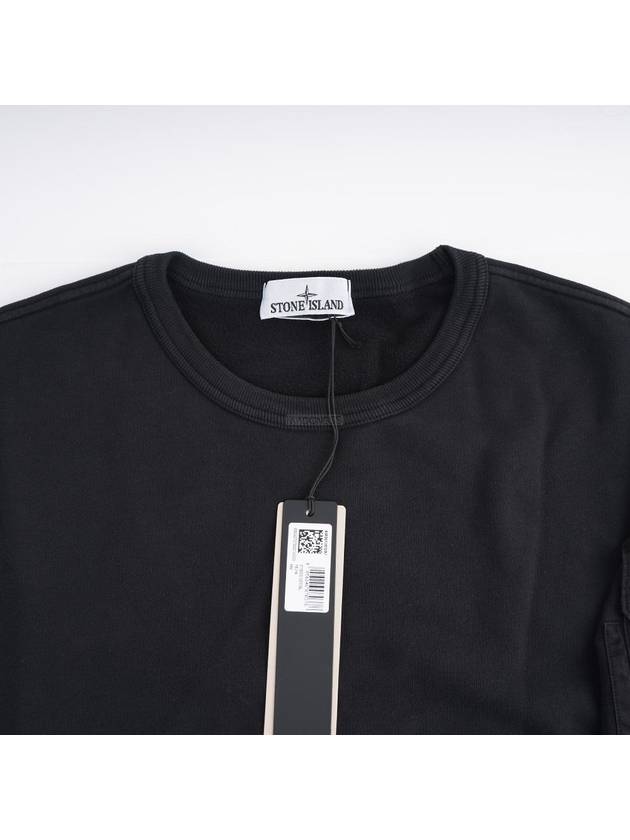 Brushed Organic Cotton Fleece Sweatshirt Black - STONE ISLAND - BALAAN 7