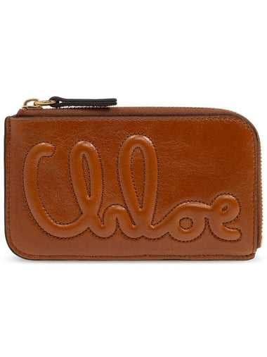 C Shiny Leather Small Card Wallet Clay Brown - CHLOE - BALAAN 1