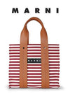 Button Stripe Small Tote Bag Red - MARNI - BALAAN 2