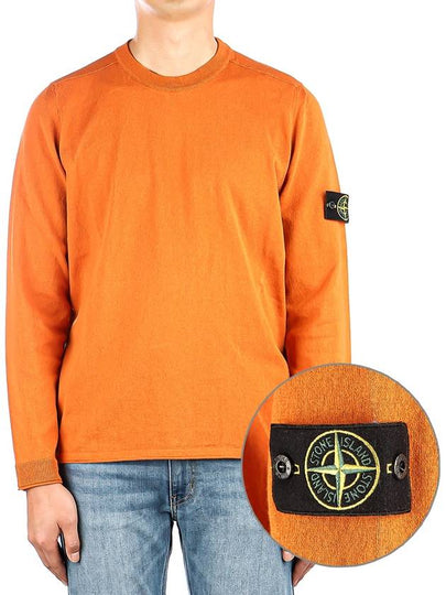 Wappen Patch Crew Neck Cotton Knit Top Orange - STONE ISLAND - BALAAN 2