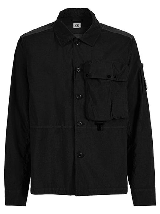 Men's Lens Wappen Tyrone Overfit Long Sleeve Shirt Jacket Black - CP COMPANY - BALAAN.