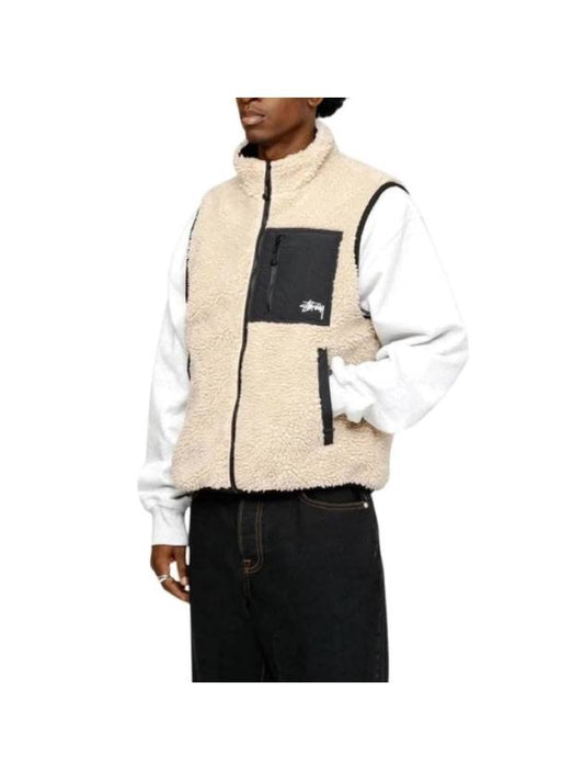 8 Ball Sherpa Reversible Vest Tan - STUSSY - BALAAN 1