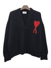 De Coeur Logo Wool Cardigan Black - AMI - BALAAN 3